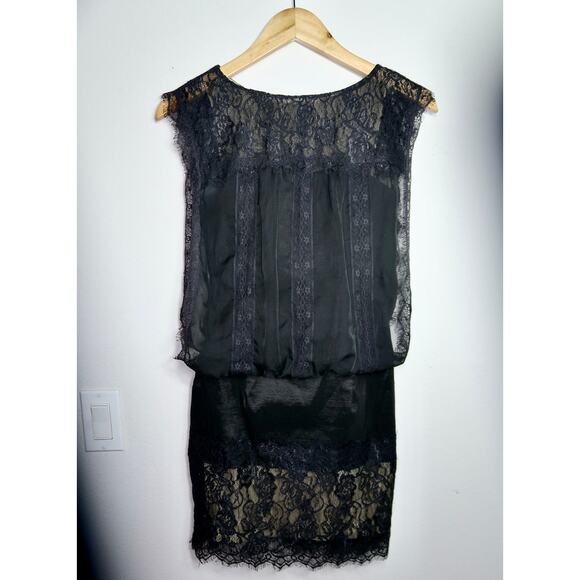 Y2k Jessica McClintock Elegant Black Lace Dress Romantic Fairy Goth Wednesday - Picture 1 of 4